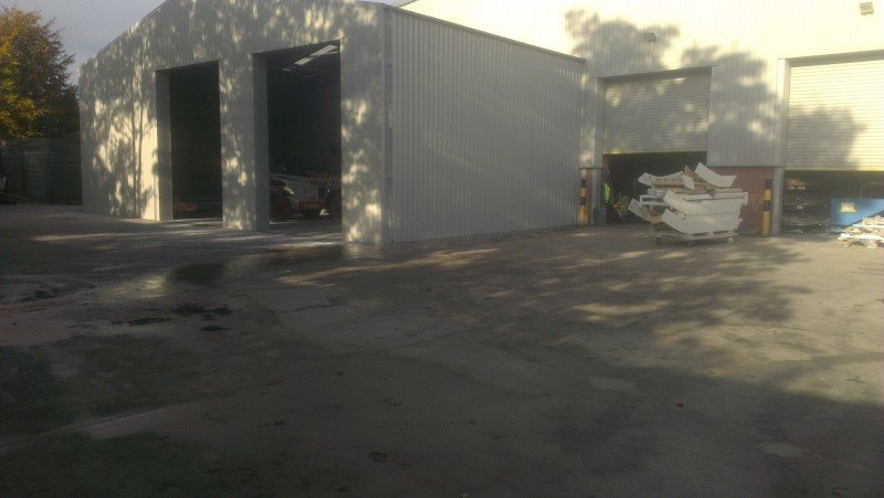 Loading bays with steel framed buildings